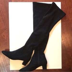 Zara Contemporary Women’s Black Low Heel Over the Knee Boots, Size EU39/US8